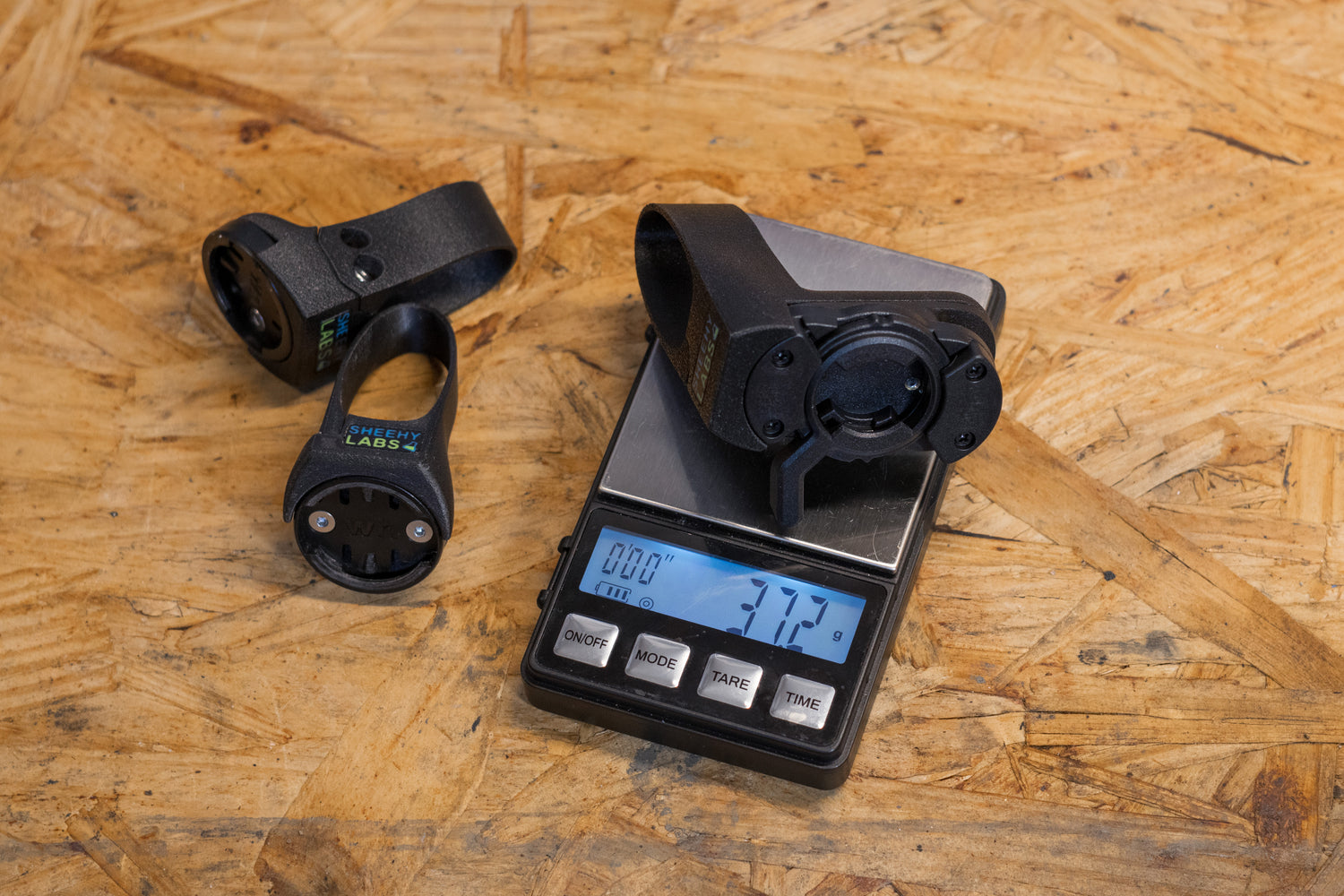 RCT715 radar camera mount on a scale showing it is 37.2 grams