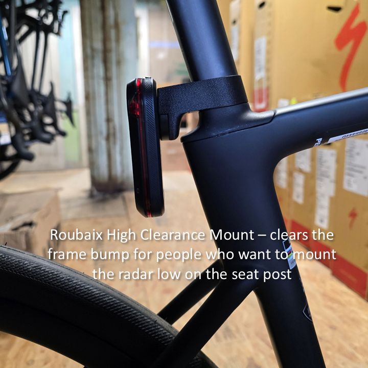 Specialized
Roubaix
Radar mount
Garmin Varia RTL515
Wahoo Trackr
Magene L508
Bryton Gardia
Cycplus L7
iGPSport SR mini and SR30